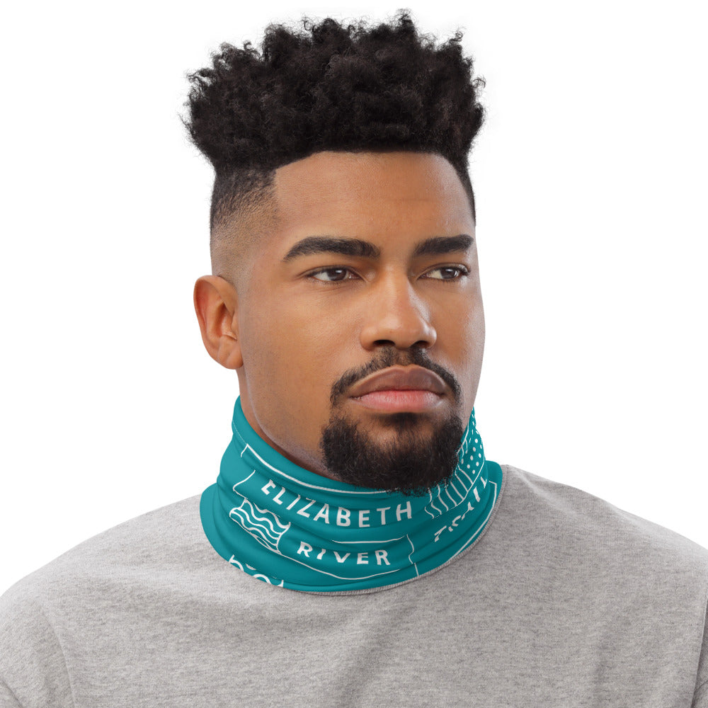 ERT White on Teal Neck Gaiter